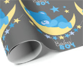 Papier Cadeau Bébé couché garçon Teddy ours sur le Motif de la l (Coin rond)