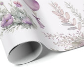 Papier Cadeau Bébé dans l'aquarelle Lavande Fleur papier envelop (Coin rond)