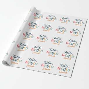 Papier Cadeau Bébé de Baby Shower avec un nom personnalisé neutr