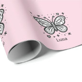 Papier Cadeau Bébé de bison à bouffée - Animal de ferme de Kawai (Coin rond)