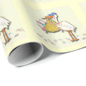 Papier Cadeau Bébé de concepteur de la livraison de cigogne (Coin rond)