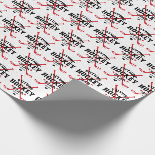 Papier Cadeau Bébé de hockey futur Hockey Star Bâtons de hockey 