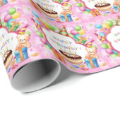 Papier Cadeau Bébé de joyeux anniversaire (Coin rond)