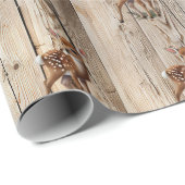 Papier Cadeau Bébé de Noël Faune Bois rustique (Coin rond)