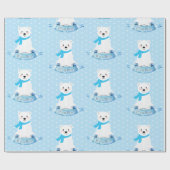 Papier Cadeau Bébé d'hiver de l'ours polaire bleu (Plat)