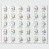 Papier Cadeau Bébé d'hiver mignon cerf garçon Fawn (Plat)