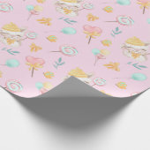 Papier Cadeau Bébé doux Llama rose (Coin)