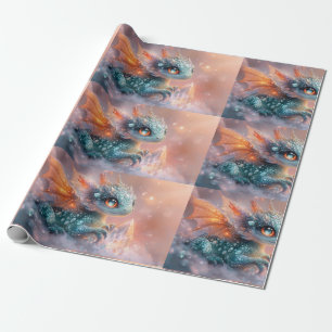 Papier Cadeau Bébé Dragon Adorable avec Gemme de Cristal : Art F