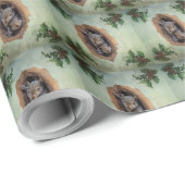 Papier Cadeau Bébé écureuils gris Noël (Coin rond)