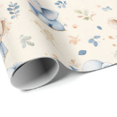 Papier Cadeau Bébé éléphant et cadeau bébé (Coin rond)