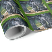 Papier Cadeau Bébé Eléphant Gris mou (Coin rond)