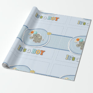Papier Cadeau Bébé Eléphant mignon Faire-part