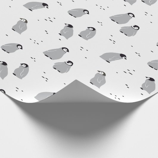 Papier Cadeau Bébé Empereur, poules de pingouins Motif en blanc (Coin)