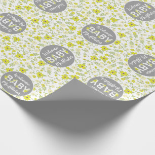 Papier Cadeau Bébé en Fleur Douche Fleur Vintage Neutre Sexe