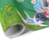 PAPIER CADEAU BÉBÉ FAIRY AVEC DES POIDS EN PURPLE ÉCLAIRAGE VERT (Coin rond)