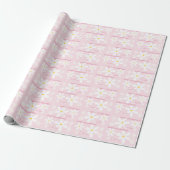 Papier Cadeau Bébé Fille Fleur de Marguerite (Rose) (Déroulé)