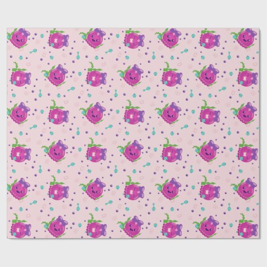 Papier Cadeau Bébé Fille Pieuvre Kawaii (Plat)