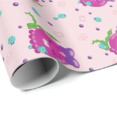 Papier Cadeau Bébé Fille Pieuvre Kawaii (Coin rond)