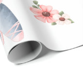 Papier Cadeau Bébé fille rose éléphant emballage papier (Coin rond)