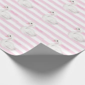 Papier Cadeau Bébé fille Swan fille Baby shower de script rose (Coin)