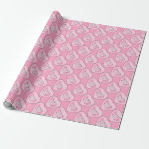 Papier Cadeau Bébé Filles naissance-empreinte Coeur