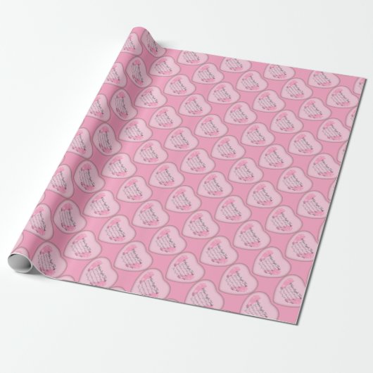 Papier Cadeau Bébé Filles naissance-empreinte Coeur (Déroulé)