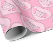 Papier Cadeau Bébé Filles naissance-empreinte Coeur (Coin rond)
