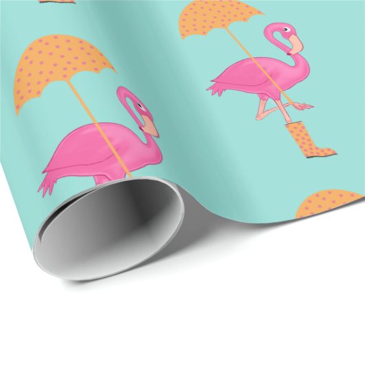 Papier Cadeau BÉBÉ Flamingle Flamant rose rose Douche (Coin rond)
