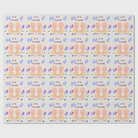 Papier Cadeau Bébé frères jumeaux (Plat)