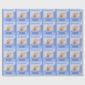 Papier Cadeau Bébé Garçon 1er Anniversaire bleu scrapbooking Env (Plat)