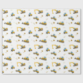 Papier Cadeau Bébé Garçon Anniversaire Fête de construction Cami (Plat)