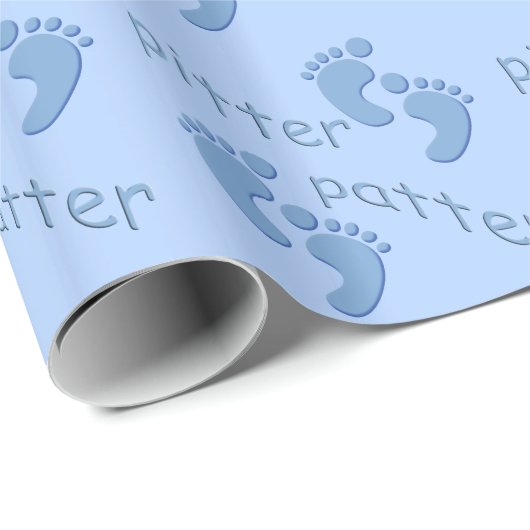 Papier Cadeau Bébé Garçon Bleu Pâte Petit Piment Enveloppé (Coin rond)