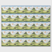 Papier Cadeau Bébé garçon de golf sur un parcours de golf (Plat)