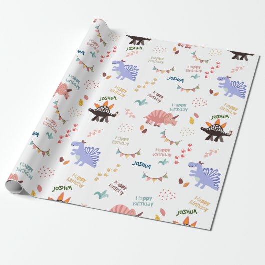 Papier Cadeau Bébé garçon Dinosaur anniversaire (Déroulé)