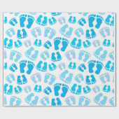 Papier Cadeau Bébé garçon pieds de bébé (Plat)