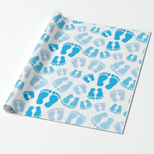 Papier Cadeau Bébé garçon pieds de bébé (Déroulé)