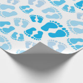 Papier Cadeau Bébé garçon pieds de bébé (Coin)