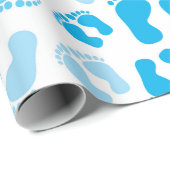 Papier Cadeau Bébé garçon pieds de bébé (Coin rond)