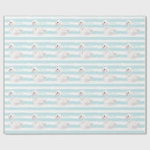 Papier Cadeau Bébé garçon Script Bleu Baby shower en bande (Plat)