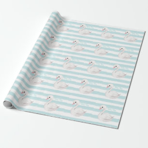 Papier Cadeau Bébé garçon Script Bleu Baby shower en bande