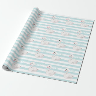 Papier Cadeau Bébé garçon Script Bleu Baby shower en bande