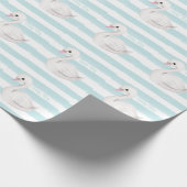 Papier Cadeau Bébé garçon Script Bleu Baby shower en bande (Coin)