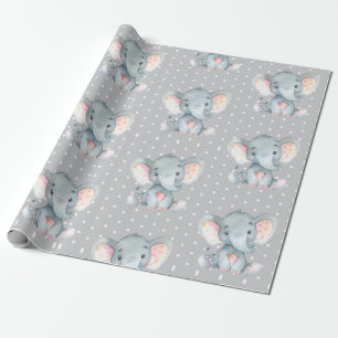 Papier Cadeau Bébé gris mou