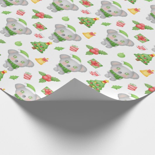 Papier Cadeau Bébé Gris Ours Noël (Coin)