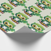 Papier Cadeau Bébé Hibou Mignon St Patrick Dessin Animé (Coin)
