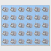 Papier Cadeau Bébé hippopotame mignon (Plat)
