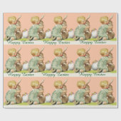 Papier Cadeau BÉBÉ HUGGING PÂQUES BUNNY, Rose (Plat)