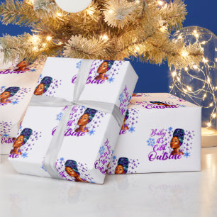 Papier Cadeau Bébé Il fait froid dehors Beauté Afro Fille Noël