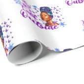 Papier Cadeau Bébé Il fait froid dehors Beauté Afro Fille Noël (Coin rond)