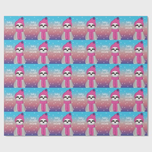 Papier Cadeau Bébé Il fait froid dehors Sloth (Plat)